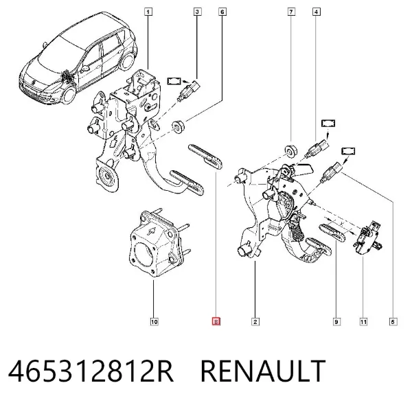 Placa sobreposta de pedal do freio 465312812R Renault (RVI)