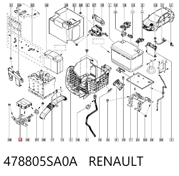 Unidade de controlo (módulo) do freio de estacionamento eletromecânico 478805SA0A Renault (RVI)
