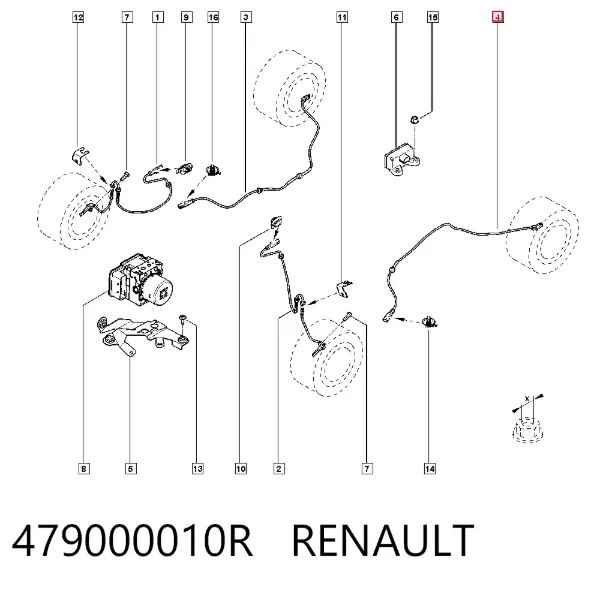 Sensor ABS traseiro 479000010R Renault (RVI)