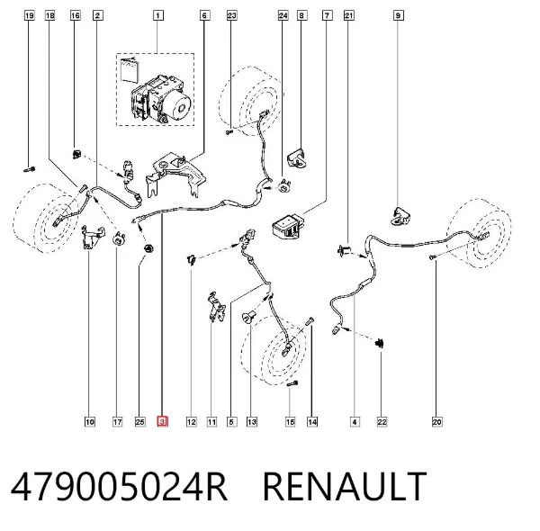 Sensor ABS traseiro 479005024R Renault (RVI)