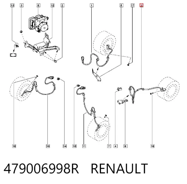 Sensor ABS traseiro esquerdo 479006998R Renault (RVI)