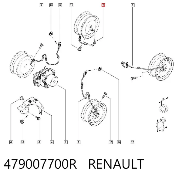 Sensor ABS traseiro direito 479007700R Renault (RVI)