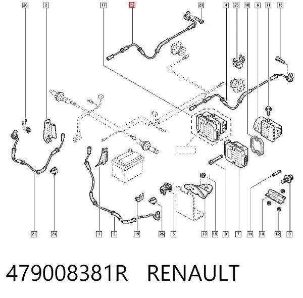 Sensor ABS traseiro 479008381R Renault (RVI)