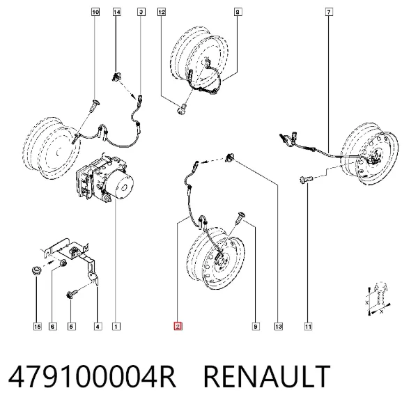 Sensor dianteiro de ABS 479100004R Renault (RVI)