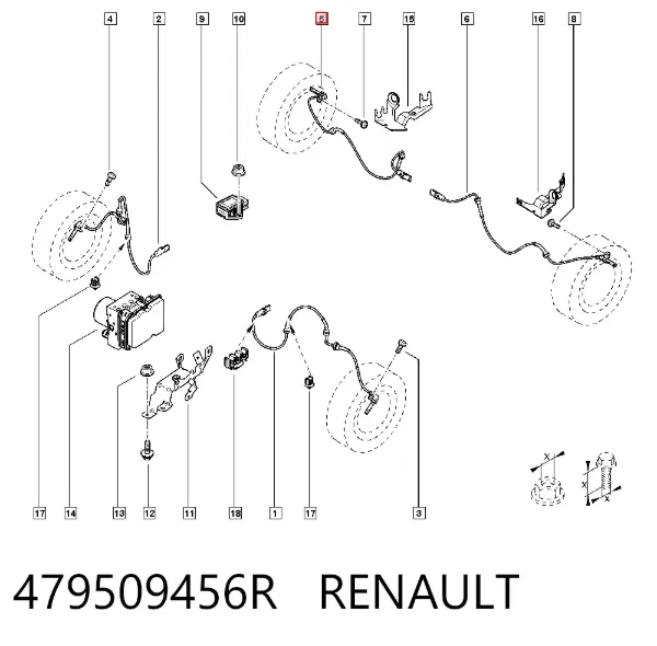 Sensor ABS traseiro 479509456R Renault (RVI)