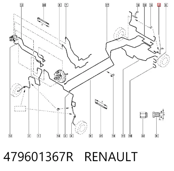 Braçadeira de fixação do freio de mangueira 479601367R Renault (RVI)