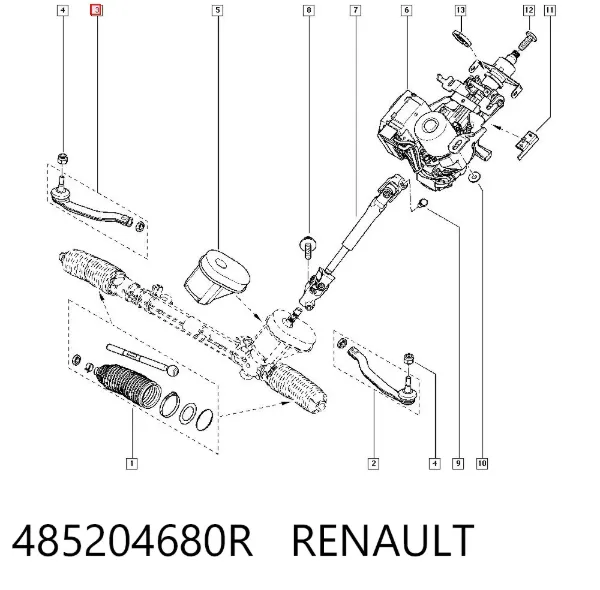 Ponta externa da barra de direção 485204680R Renault (RVI)