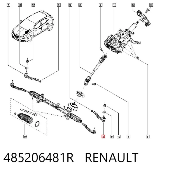 Ponta externa da barra de direção 485206481R Renault (RVI)