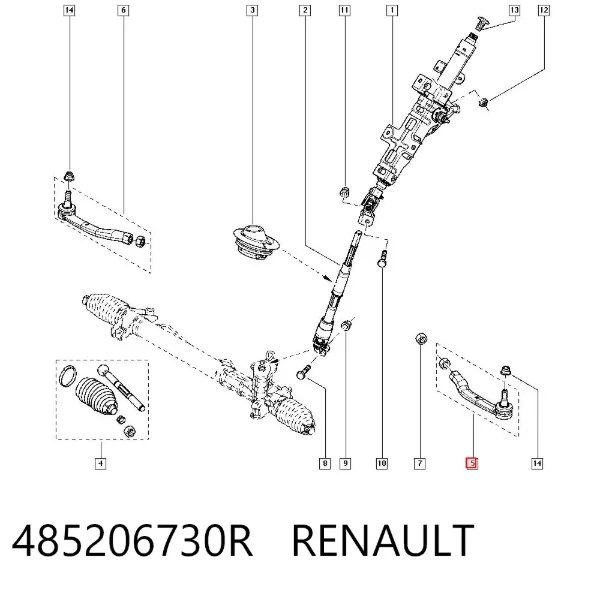 Ponta externa da barra de direção 485206730R Renault (RVI)