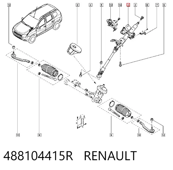 Veio da coluna de direção superior 488104415R Renault (RVI)