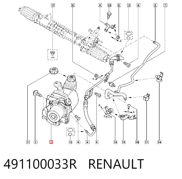 Bomba da Direção hidrâulica assistida 491100033R Renault (RVI)