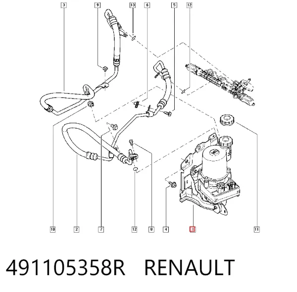 Bomba da Direção hidrâulica assistida 491105358R Renault (RVI)