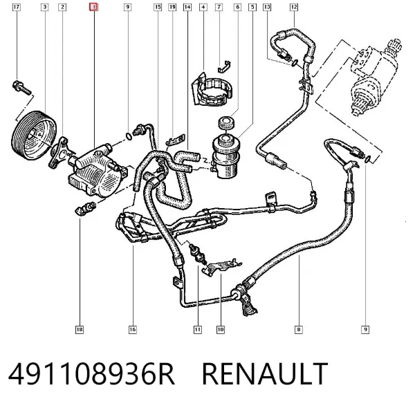 Bomba da Direção hidrâulica assistida 491108936R Renault (RVI)