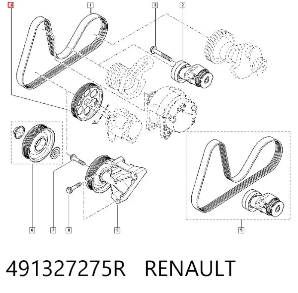 Polia de bomba da Direção hidrâulica assistida 491327275R Renault (RVI)