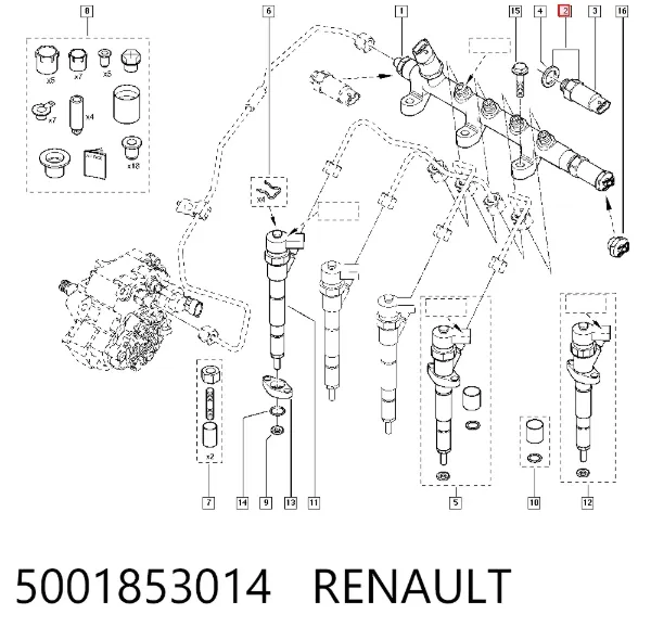 Sensor de pressão de combustível 5001853014 Renault (RVI)