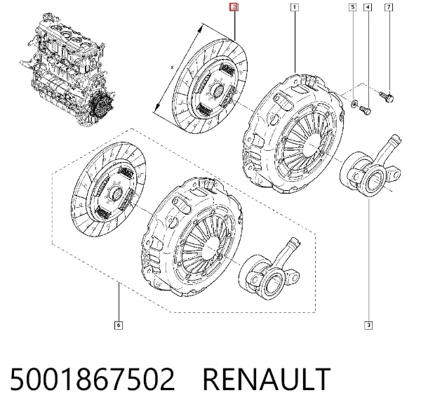 Kit de embraiagem (3 peças) 5001867502 Renault (RVI)