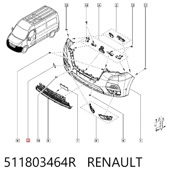 Tampão dianteira do pára-choque do gancho de reboque 511803464R Renault (RVI)