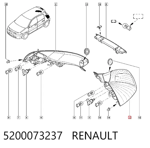 Lanterna traseira esquerda 5200073237 Renault (RVI)