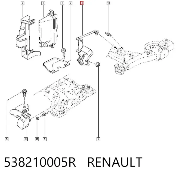 Sensor traseiro do nível de posição de carroçaria 538210005R Renault (RVI)