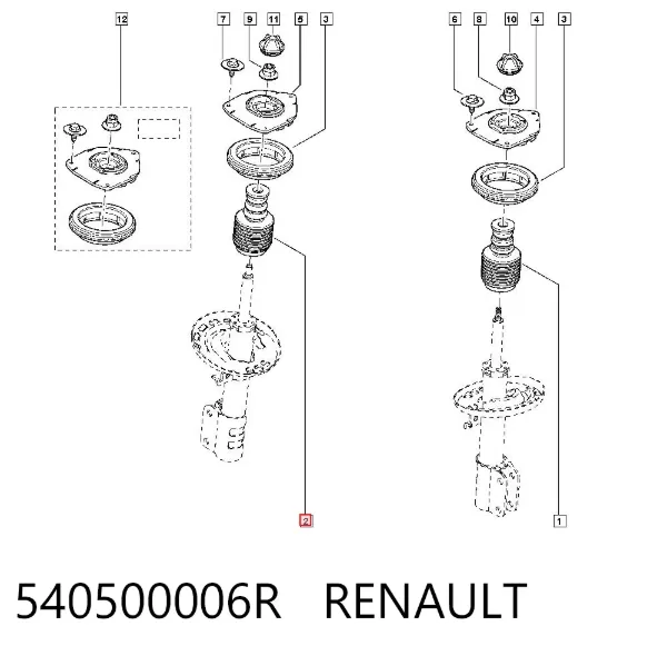 Bota de proteção de amortecedor dianteiro 540500006R Renault (RVI)