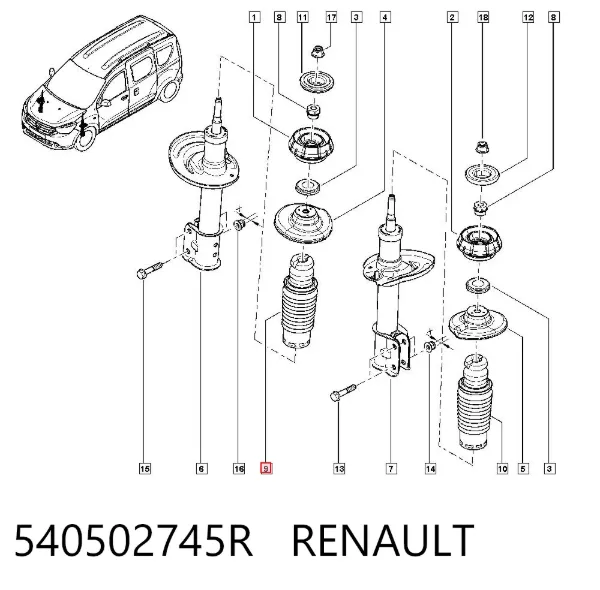 Pára-choque (grade de proteção) de amortecedor dianteiro 540502745R Renault (RVI)