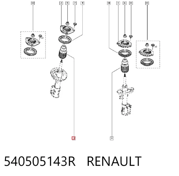 Bota de proteção de amortecedor dianteiro 540505143R Renault (RVI)