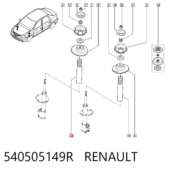 Pára-choque (grade de proteção) de amortecedor dianteiro + bota de proteção 540505149R Renault (RVI)