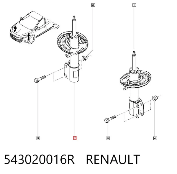 Amortecedor dianteiro 543020016R Renault (RVI)