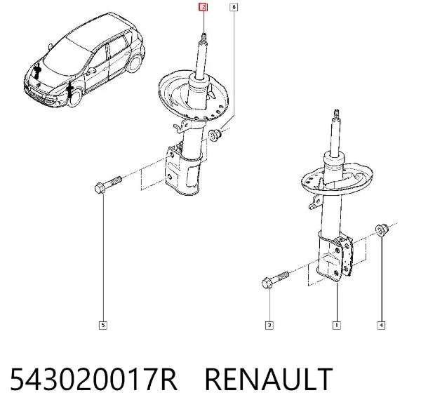 Amortecedor dianteiro 543020017R Renault (RVI)