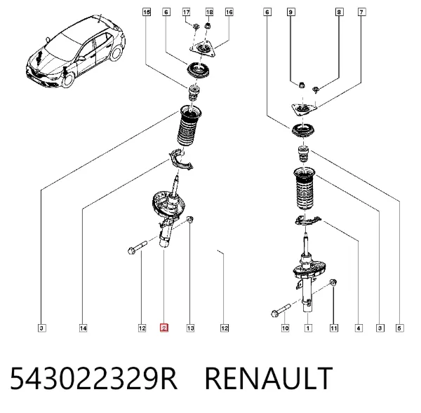 Amortecedor dianteiro 543022329R Renault (RVI)