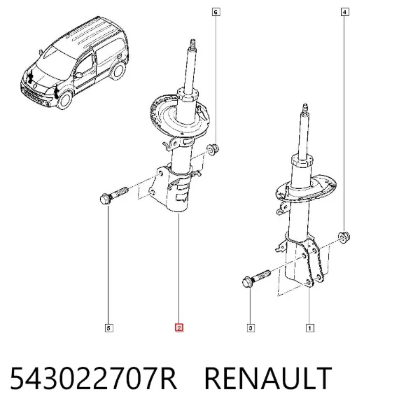 Amortecedor dianteiro 543022707R Renault (RVI)