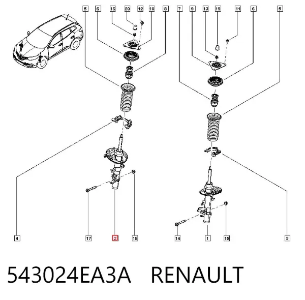 Amortecedor dianteiro direito 543024EA3A Renault (RVI)