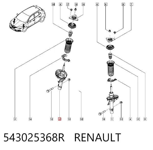 Amortecedor dianteiro 543025368R Renault (RVI)