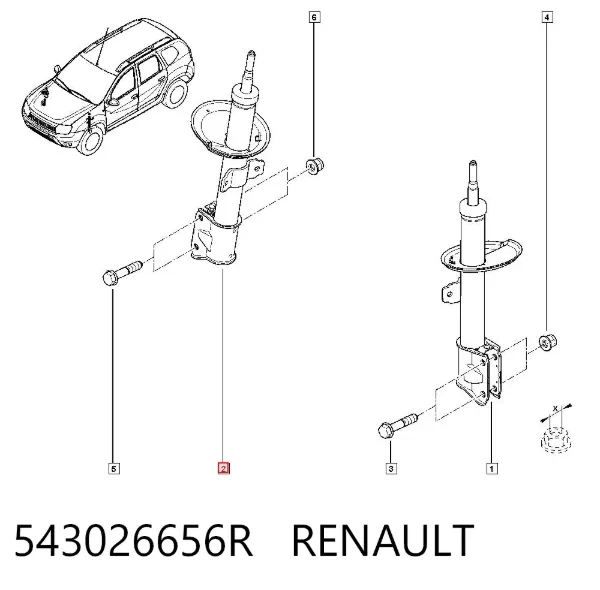 Amortecedor dianteiro 543026656R Renault (RVI)