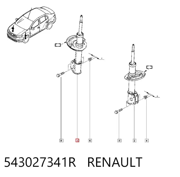 Amortecedor dianteiro 543027341R Renault (RVI)