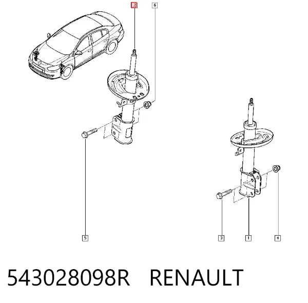 Amortecedor dianteiro 543028098R Renault (RVI)