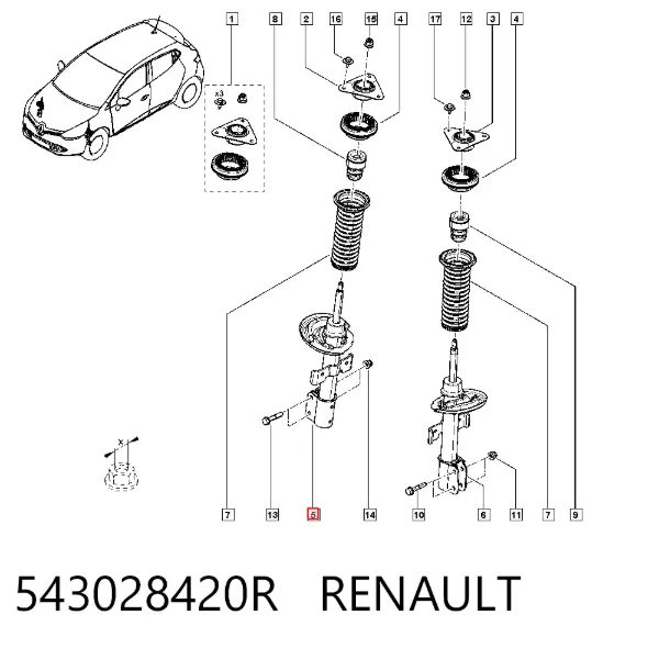 Amortecedor dianteiro 543028420R Renault (RVI)