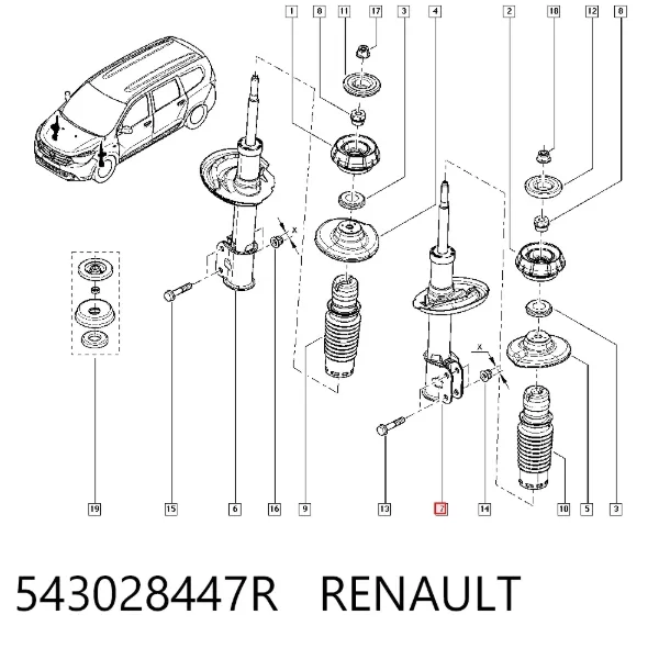 Amortecedor dianteiro 543028447R Renault (RVI)