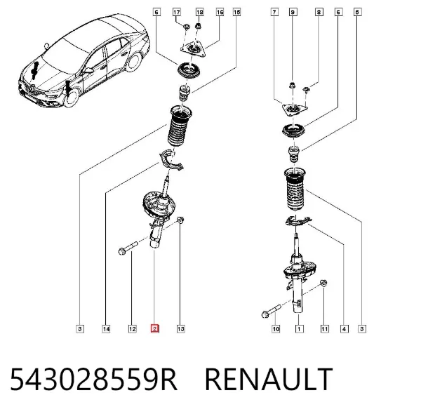 Amortecedor dianteiro 543028559R Renault (RVI)