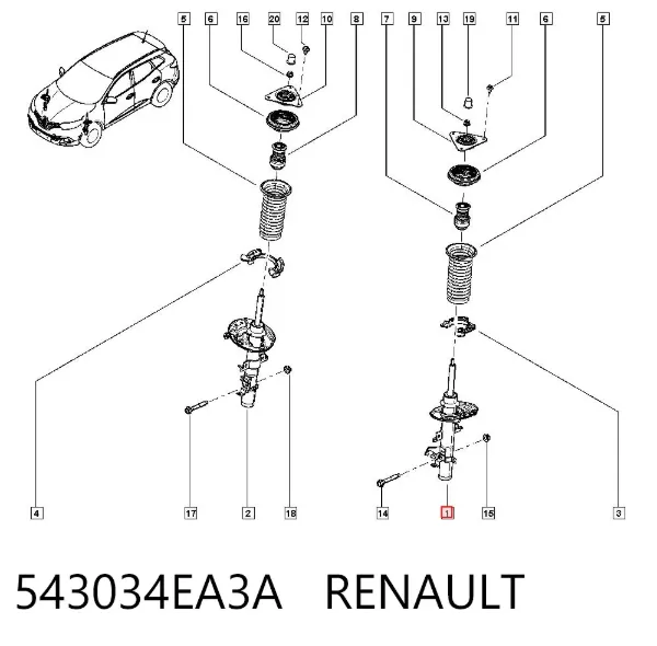 Amortecedor dianteiro esquerdo 543034EA3A Renault (RVI)