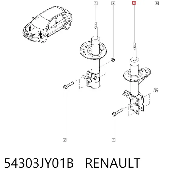 Amortecedor dianteiro esquerdo 54303JY01B Renault (RVI)
