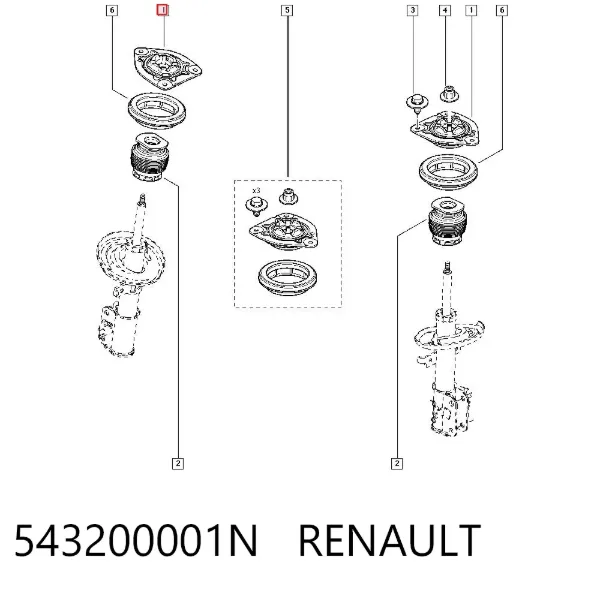 Suporte de amortecedor dianteiro 543200001N Renault (RVI)