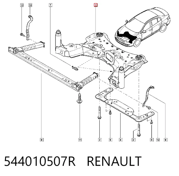 Viga de suspensão dianteira (plataforma veicular) 544010507R Renault (RVI)