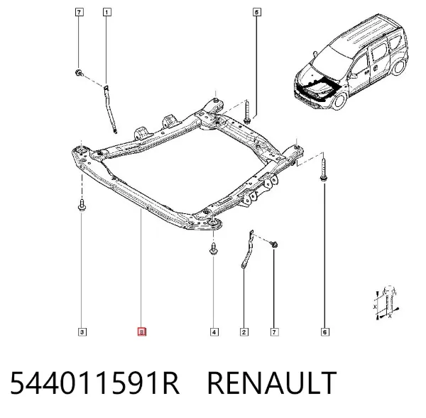 Viga de suspensão dianteira (plataforma veicular) 544011591R Renault (RVI)