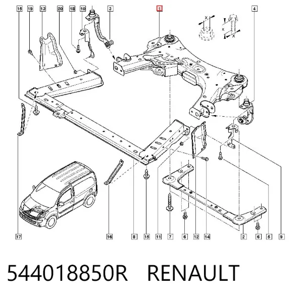 Viga de suspensão dianteira (plataforma veicular) 544018850R Renault (RVI)