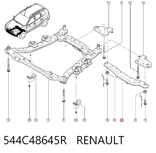 Reforçador dianteiro de plataforma veicular 544C48645R Renault (RVI)