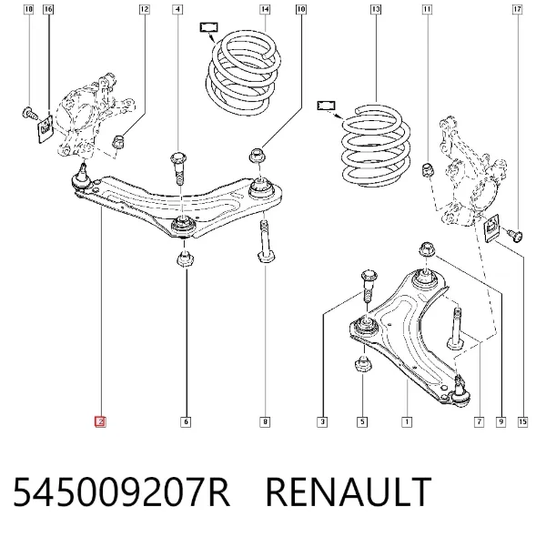 Braço oscilante inferior direito de suspensão dianteira 545009207R Renault (RVI)