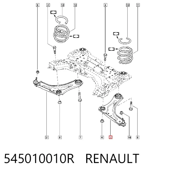 Braço oscilante inferior esquerdo de suspensão dianteira 545010010R Renault (RVI)