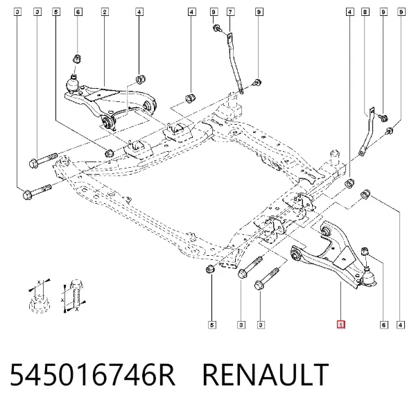 Braço oscilante inferior esquerdo de suspensão dianteira 545016746R Renault (RVI)