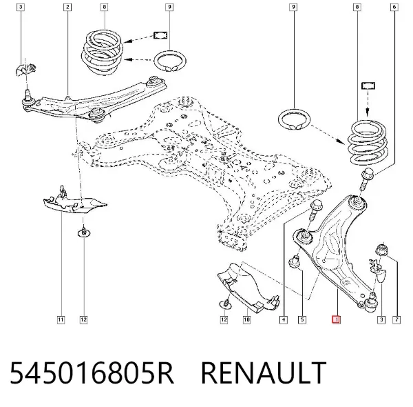 Braço oscilante inferior esquerdo de suspensão dianteira 545016805R Renault (RVI)